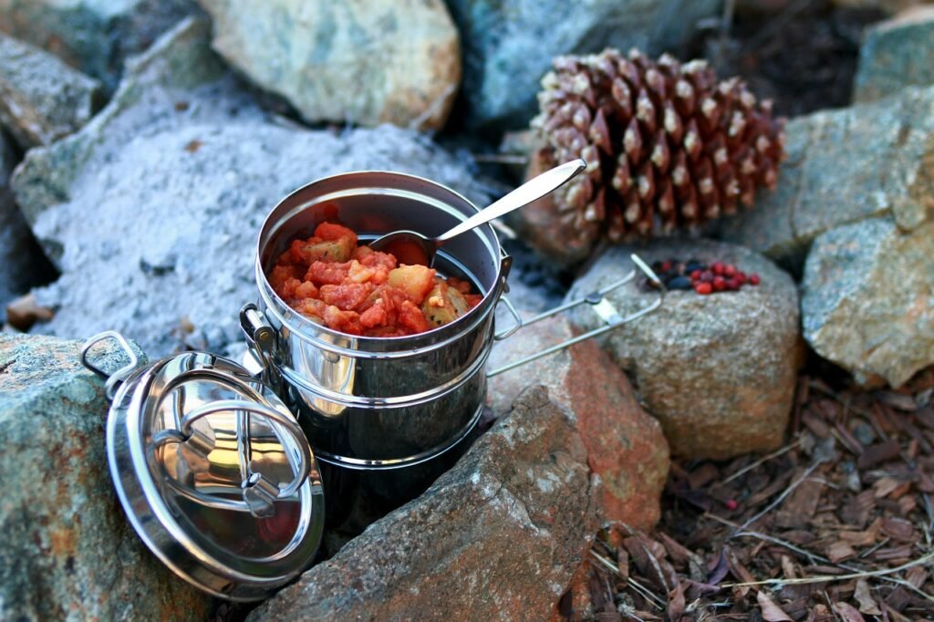 stew, camping, outdoor cooking, stainless steel, pine cone, pine nuts, potatoes, tomatoes, pepper, food, cooking, pot, campfire, soup, outdoor, meal, metal, campsite, vacation, camp, stew, stew, stew, stew, camping, camping, camping, camping, camping, outdoor cooking, campfire, campfire, soup, campsite, campsite