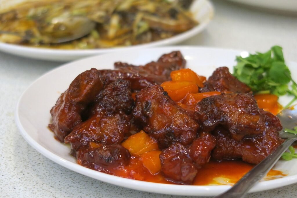 pork, ribs, meat, sweet and sour, sauce, chinese, asian, food