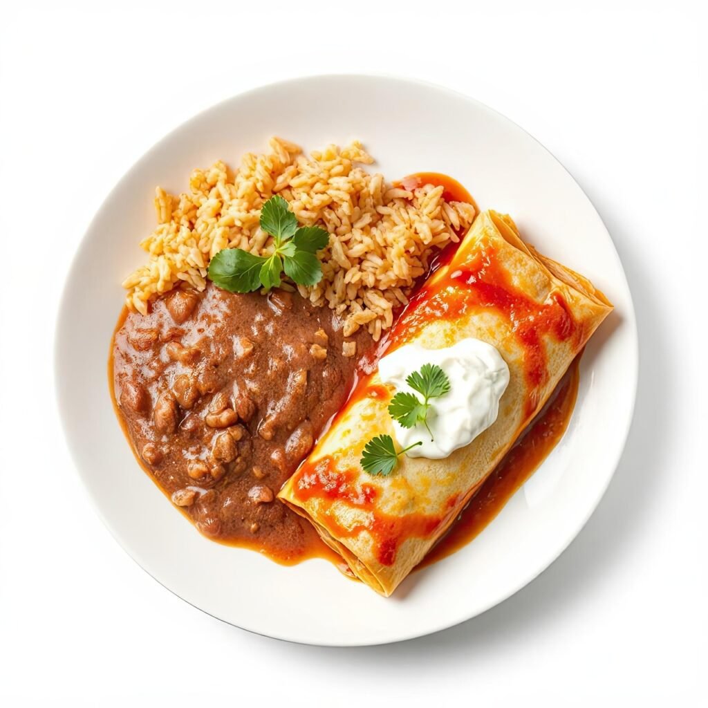 ai generated, enchiladas, burrito, food, meal, dinner, restaurant, mexican, plate